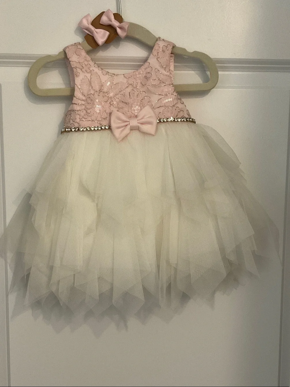 American Princess Blush Pink Sequin Floral Tulle Dress